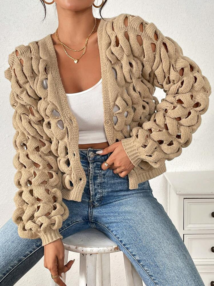 3D Textured Cardigan | SHEIN