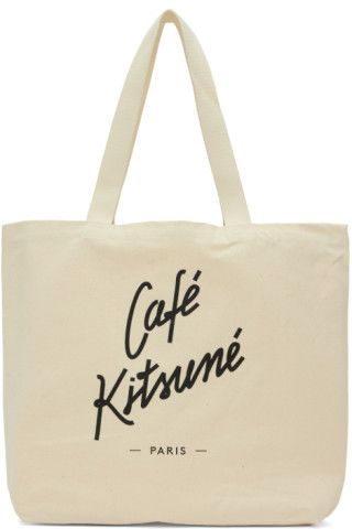 Beige 'Café Kitsuné' Tote | SSENSE
