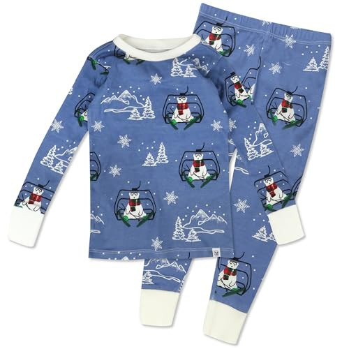 HonestBaby Holiday 2-Piece Pajamas Sleepwear PJs 100% Organic Cotton for Baby, Toddler, Kids, Ski Bear, 18 Months | Amazon (US)