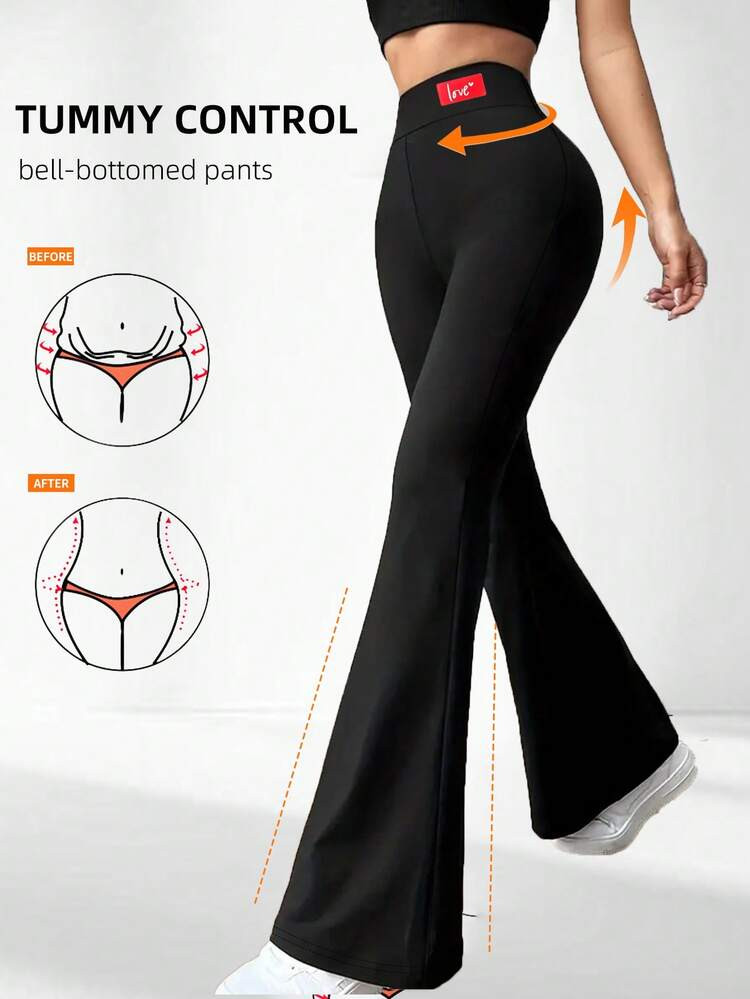 Women Yoga Legging Flare Leg With Letter Graphic For Women High Waisted Bootcut Yoga Pants Wide Leg Yoga Pants Stretchy Work Pants For Workout Athletic Running Cycling Yoga Picklebal|Exercise Casual | SHEIN