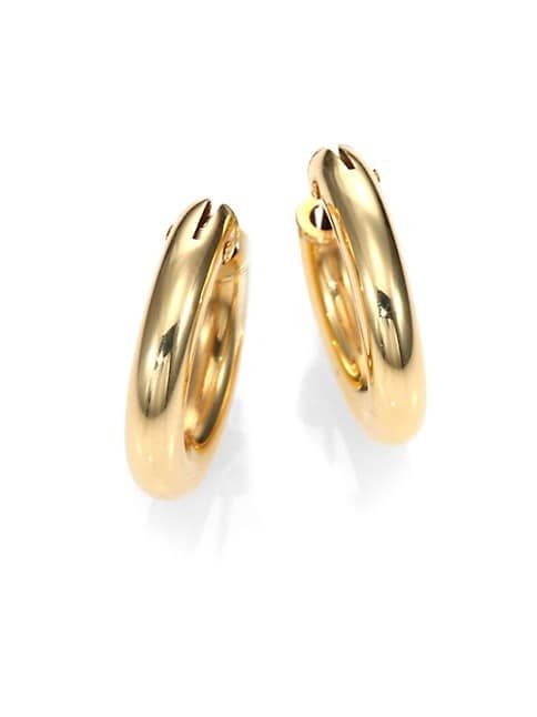 18K Yellow Gold Petite Oval Hoop Earrings | Saks Fifth Avenue