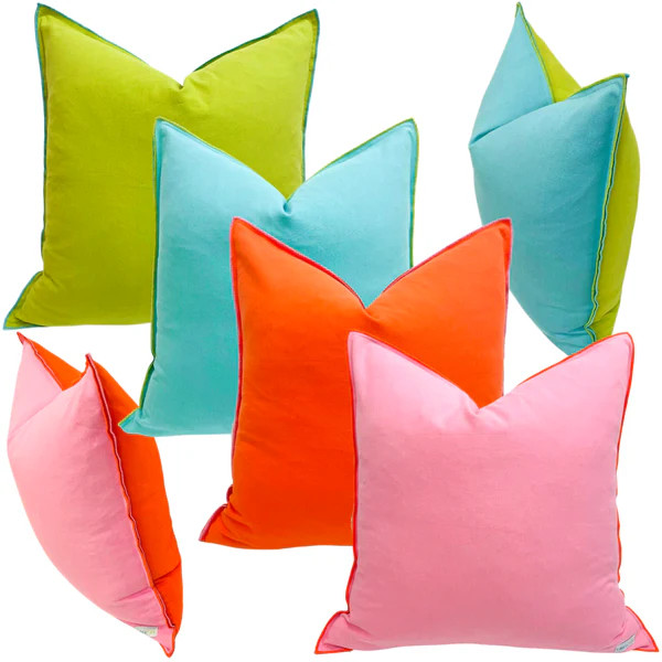 22” Reversible Cotton Parker Pillows with Feather Down Insert | James Ascher