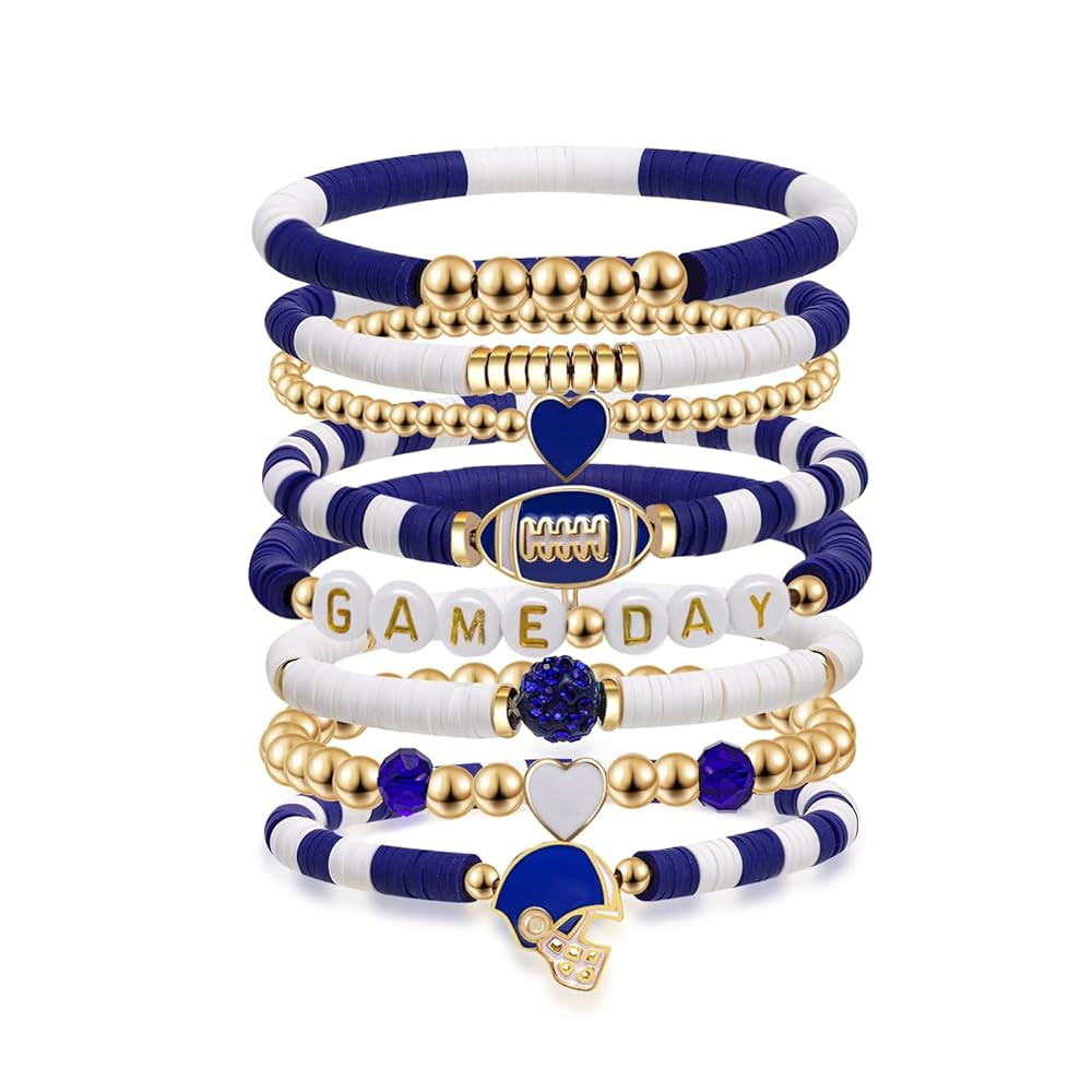 Artlunar Game Day Football Charm Bracelet: Stackable Sports Jewelry for Moms & Dads - Perfect for... | Amazon (US)