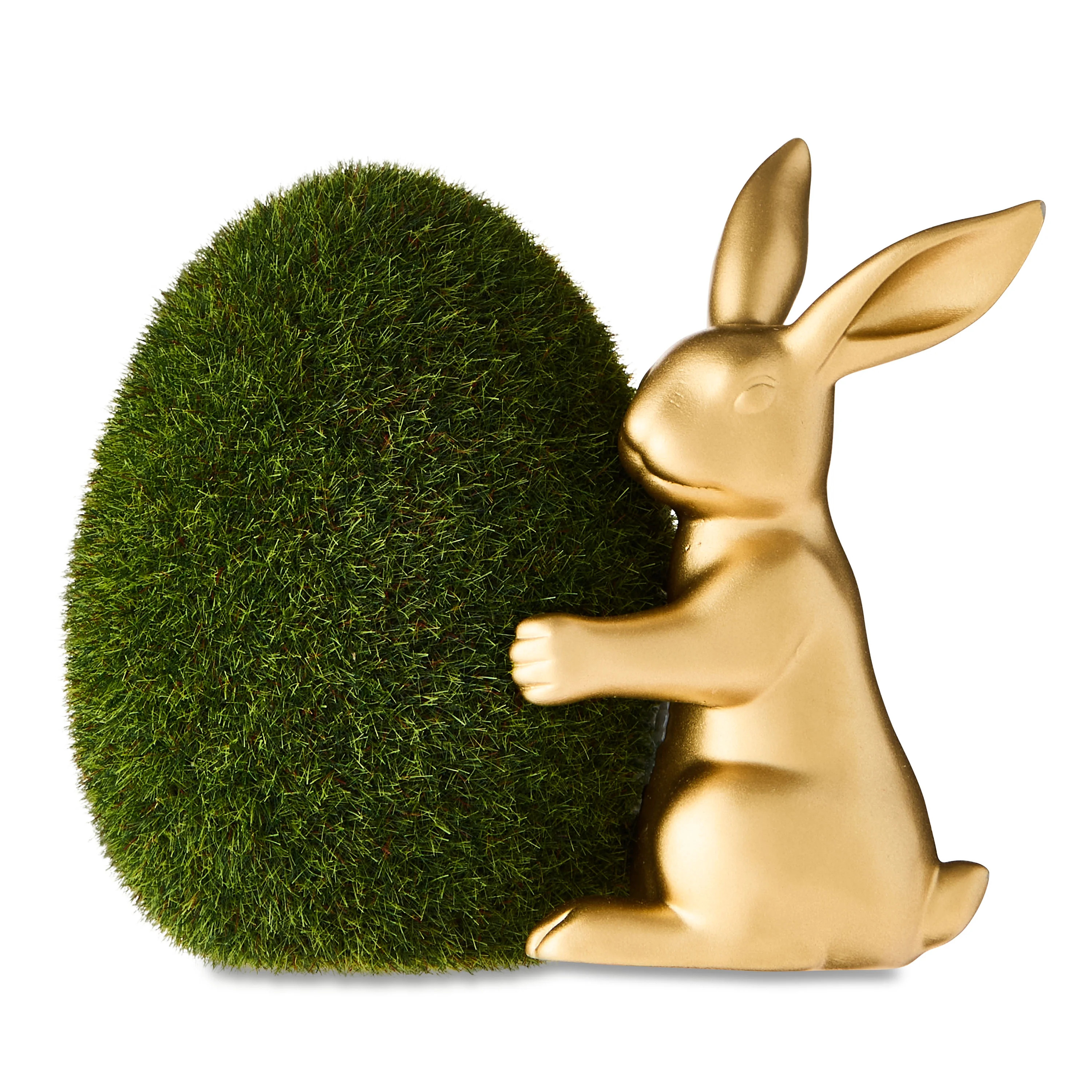 Easter Gold Bunny Hugging Green Flocked Egg Decor, 6.25 in, by Way To Celebrate | Walmart (US)