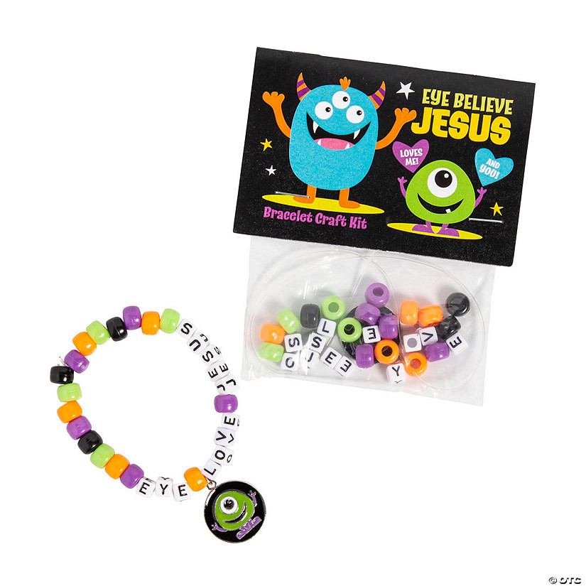 Religious Halloween Monster Pony Bead Bracelet Craft Kit - Makes 12 | Oriental Trading Company
