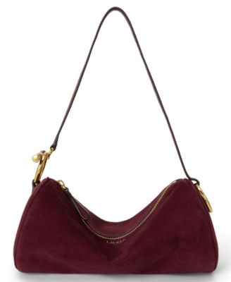 Lauren Ralph Lauren Suede Small Blaike Barrel Bag - Dark Garnet | Macy's