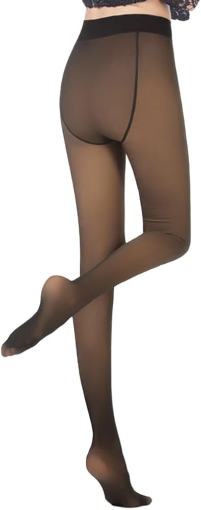 GTETKDE Fleece Lined Tights for Women - Thermal Opaque High Waisted Winter Warm Fake Sheer Pantyh... | Amazon (US)