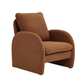Orange Sherpa Upholstered Accent Armchair Fabric Leisure Chair with High Back & Armrest Comfy Single Sofa Vanity Chair | The Home Depot