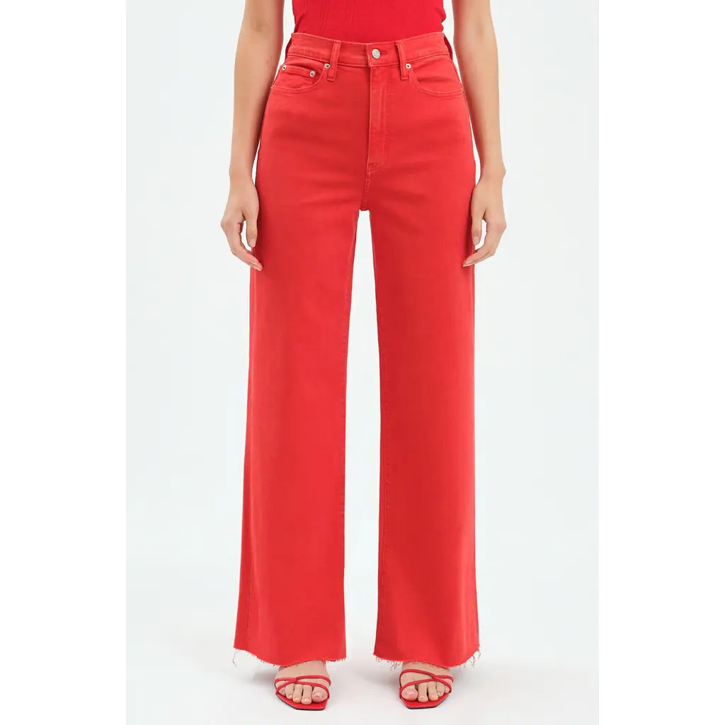 DAZE Far Out High Waist Wide Leg Jeans in Cherry at Nordstrom, Size 27 | Nordstrom