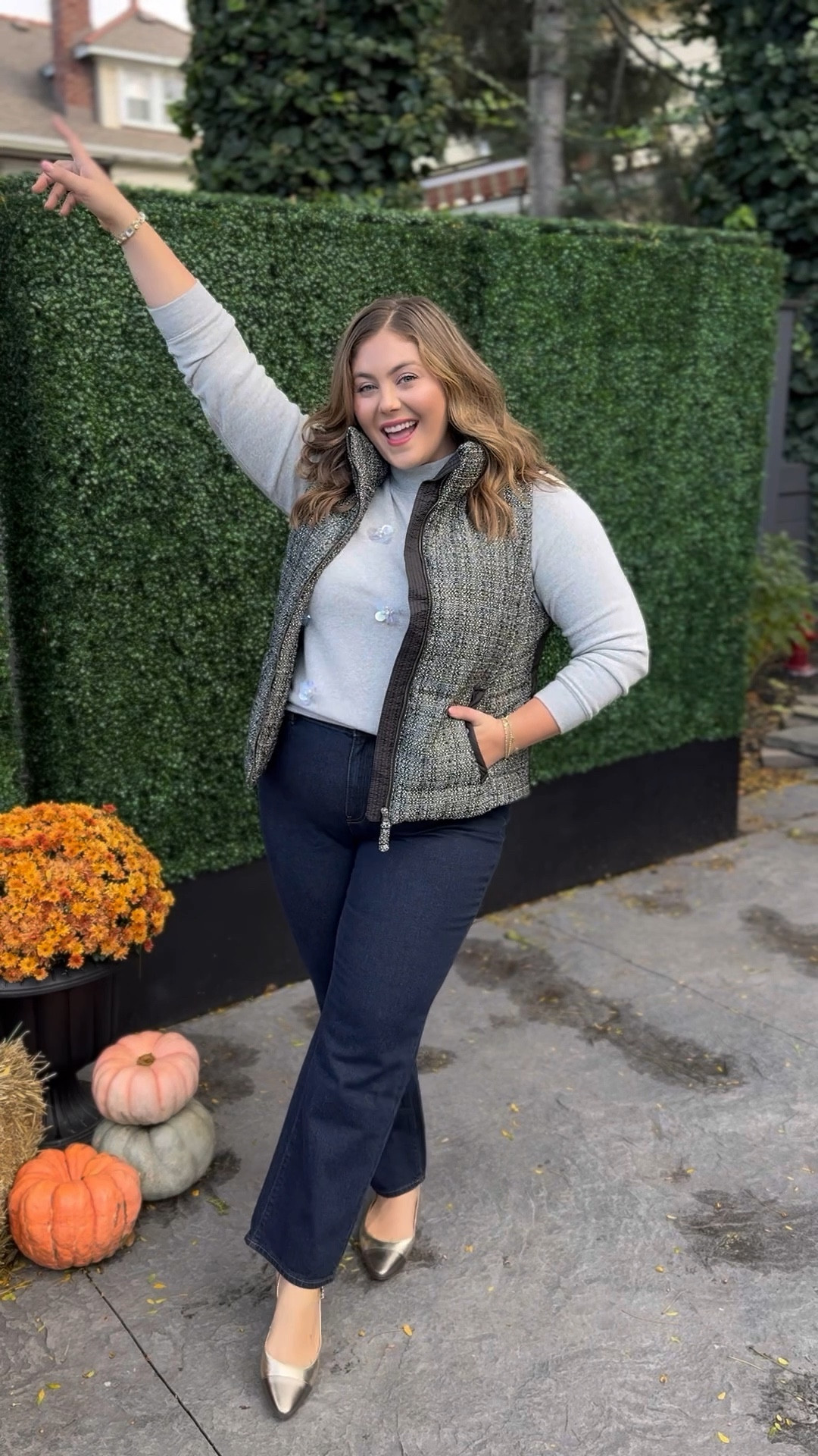 Styling my favorites @talbotsofficial styles from their November collection! 🍂✨ Talbots has sizing in misses, petite, plus, and petite plus! Wearing sizes:

- XL in tops
- XL in puffer vest 
- 16 in green jacket
- 18 in jumpsuit 
- 16 in pants 
- 11 in shoes 

#LTKSeasonal #LTKStyleTip #LTKMidsize