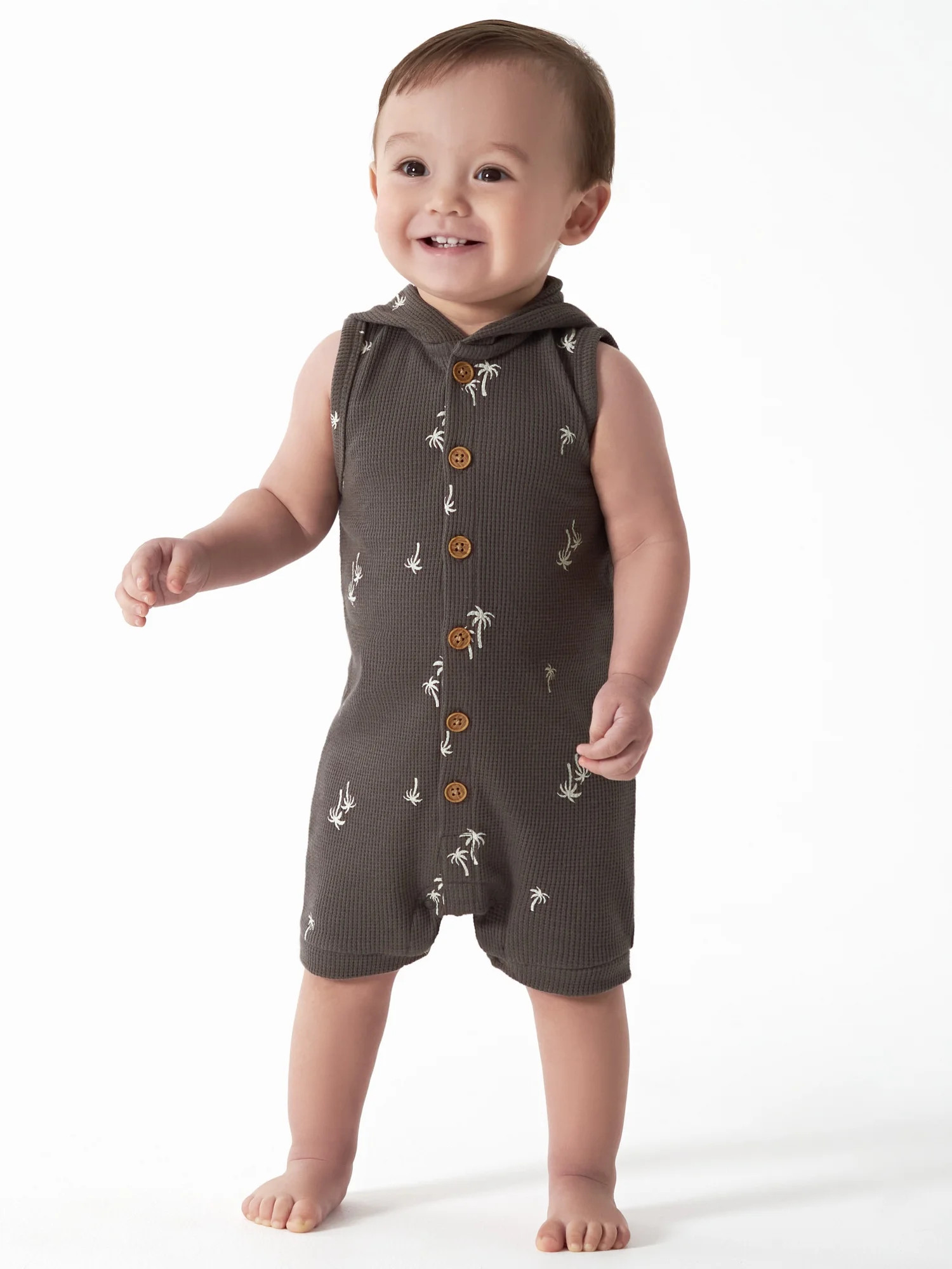 Modern Moments by Gerber Baby Boy Hooded Sleeveless Romper, Sizes 0/3M-24M | Walmart (US)