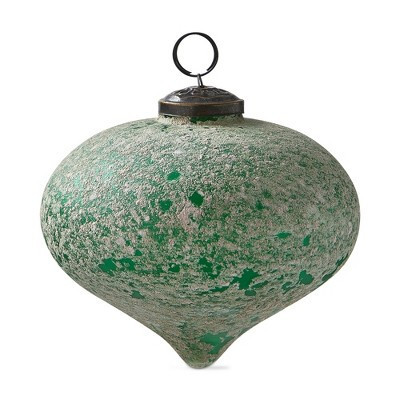 tagltd Antiqued Dark Green Glass Drop Ornament 5 In for Christmas Tree Decor - Elegant Holiday Decoration | Target