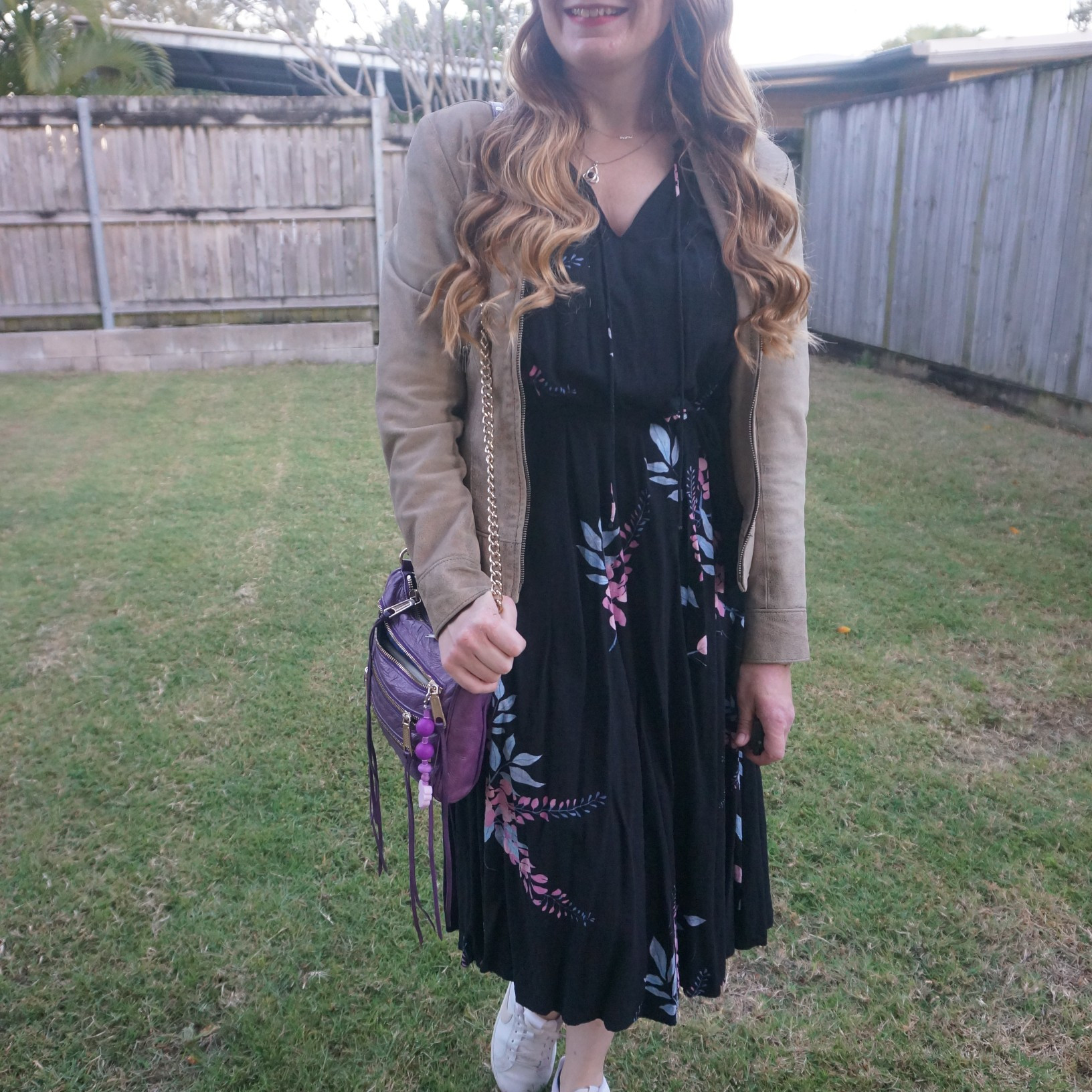 Thrifted vintage leather jacket, Kmart Anko black floral midi dress, Nike court royale sneakers and purple Rebecca Minkoff mini 5-zip bag 💜

#LTKaustralia #LTKspring #LTKbag