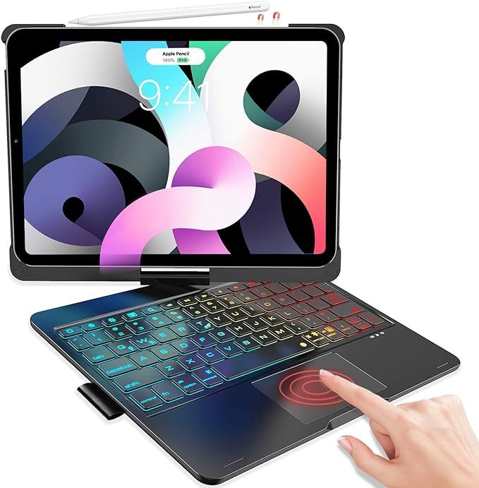 iPad Air 4 Keyboard Case with Touchpad 10.9 inch 2020, Rainbow Backlights, 360° Rotatable, Wirel... | Amazon (US)