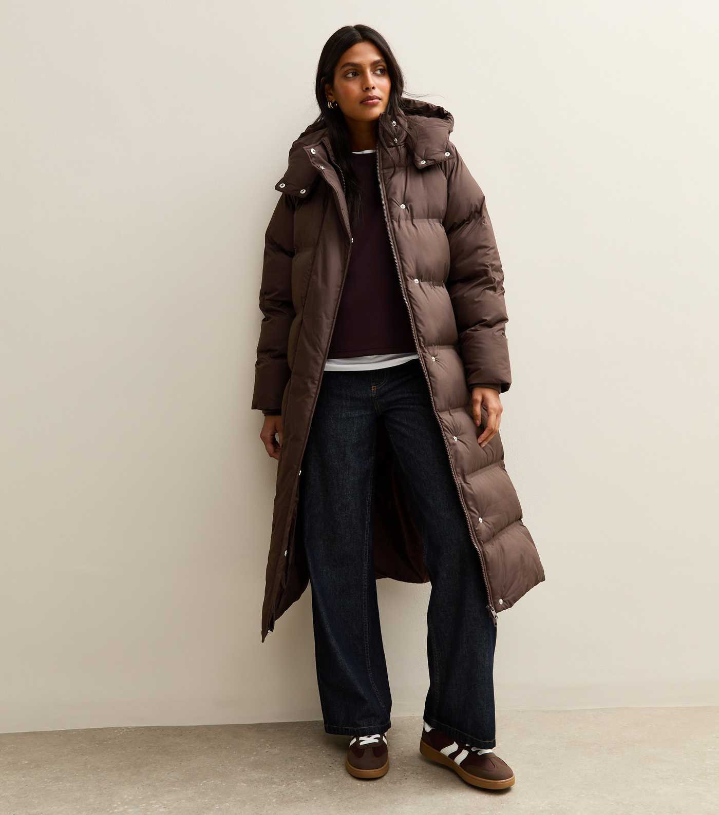 Brown Longline Padded Puffer Coat | New Look | New Look (UK)