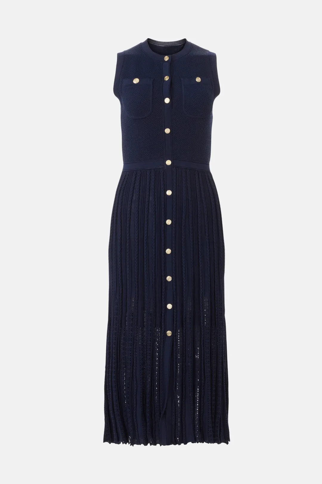 Navy Sleeveless Knit Midi Dress | Rent the Runway