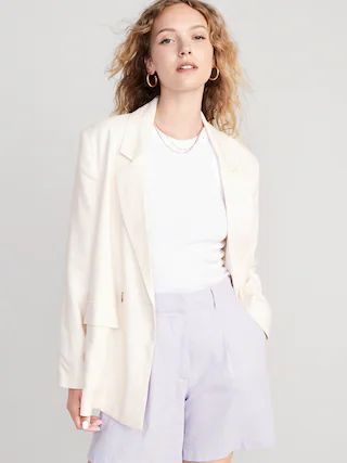 Double-Breasted Linen-Blend Blazer for Women | Old Navy (CA)