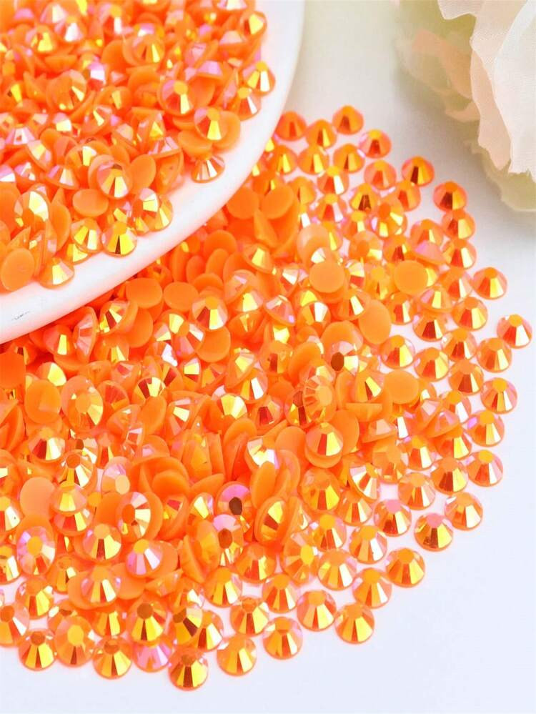 2000pcs 3-6mm Orange AB Flat Back Resin Rhinestones, Round Jelly Gems, Suitable For Making Accessories, Shoes, Clothes, Cosmetics, Bags, Decorations And More | SHEIN
