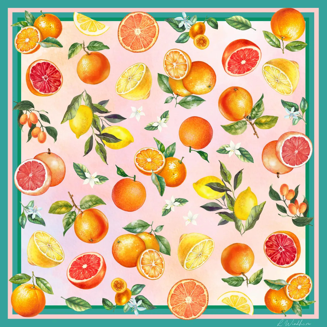Citrus Bandana, 100% Silk Twill, Hand-rolled Edges, 52x52cm - Etsy | Etsy (US)
