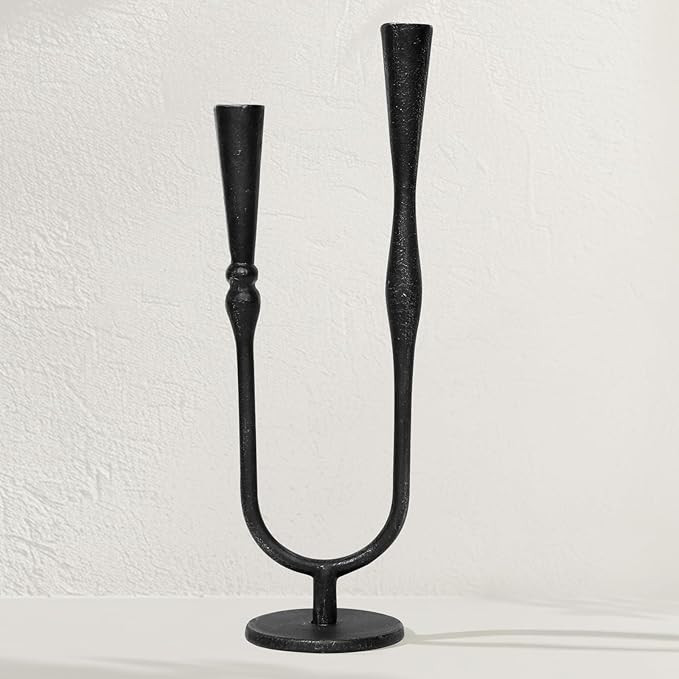 Black Cast Iron Candelabra, Antique Brass Metal Candlestick Holder, Elegant Wedding & Event Candl... | Amazon (US)