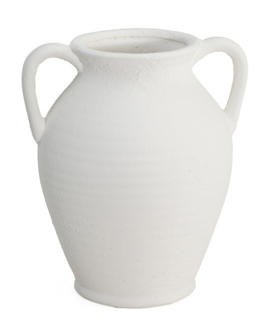 12in Textured Ceramic Vase With Handles | TJ Maxx