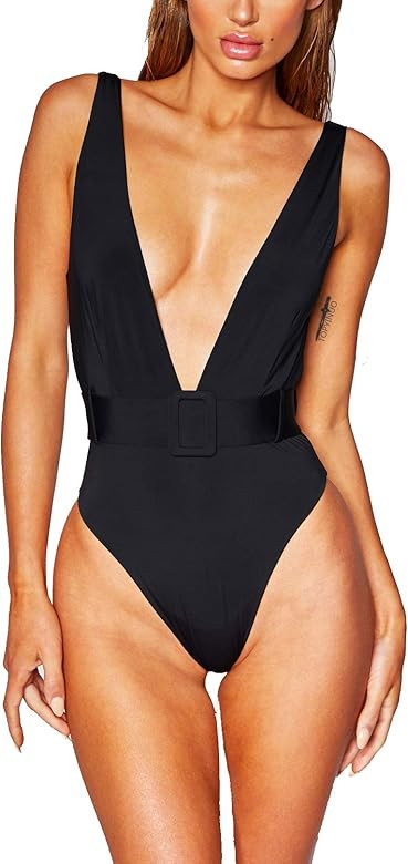 Bestum Womens One Piece Swimsuit Deep V Monokini Backless Sexy Bathing Suit | Amazon (US)
