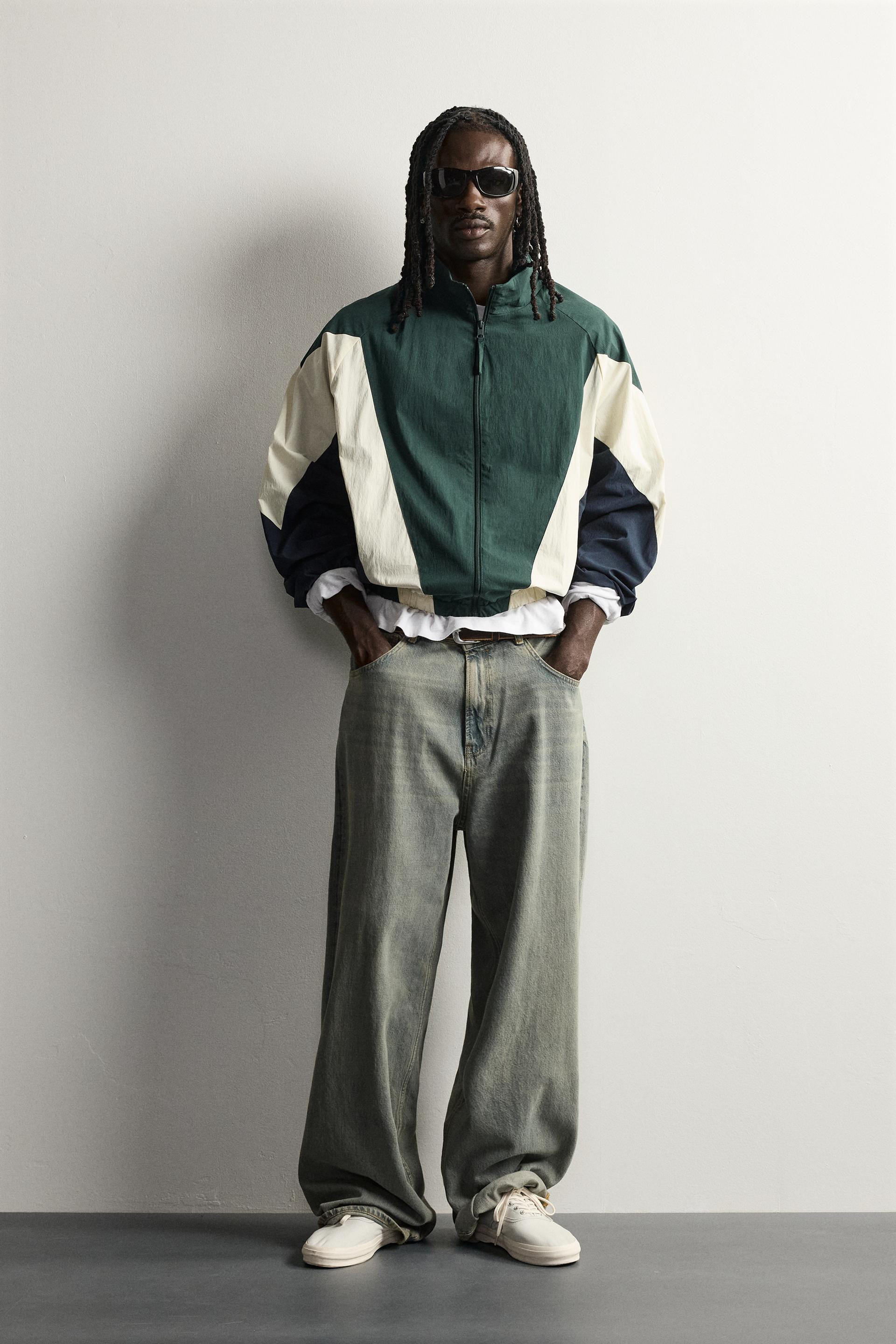 Zara - Colorblock Technical Jacket - Green / Blue - M - Man | Zara US