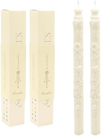 Handmade Long Anaglyph Candles Scented Candle Sticks Long Candlesticks Smokeless Candles Elegant ... | Amazon (US)