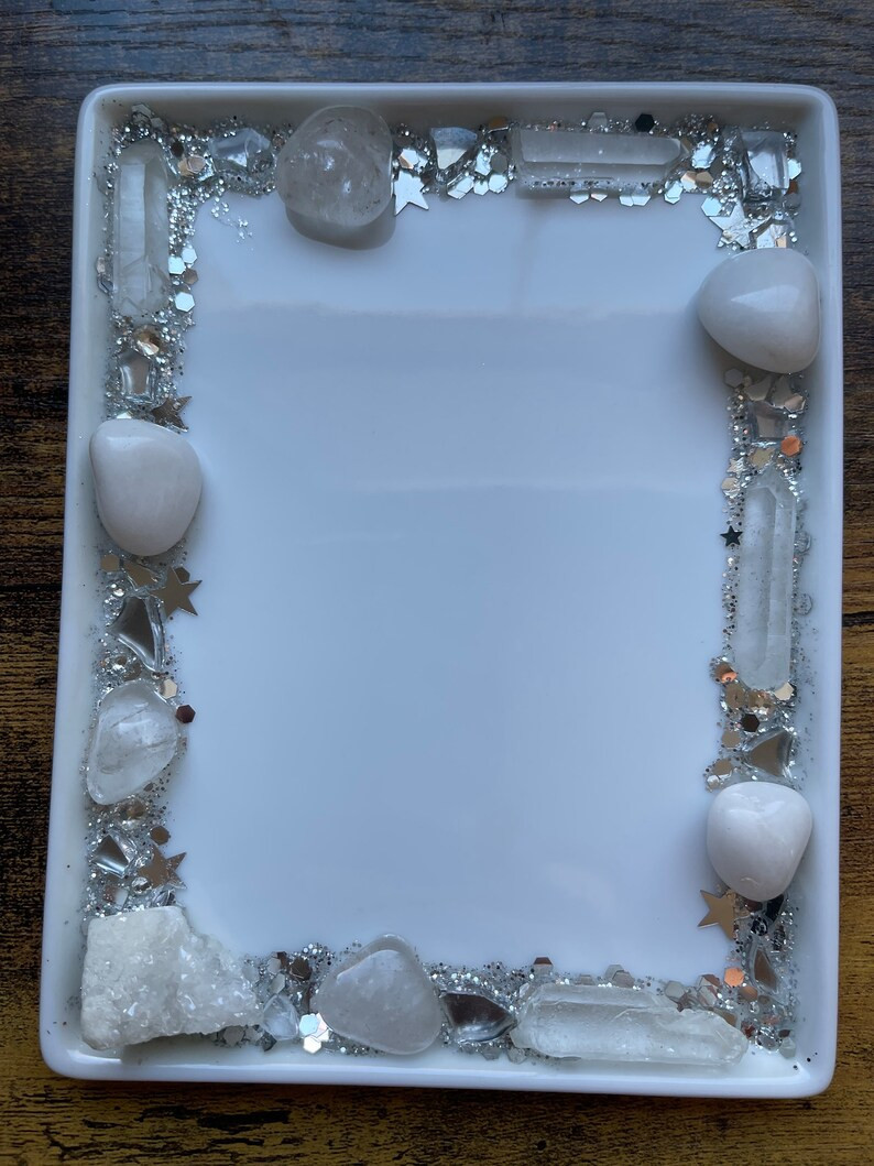 Quartz Crystal Plate Dish / Jewelry Holder, Glam Tray, Sage Holder, Vanity, Makeup Storage, Home ... | Etsy (US)