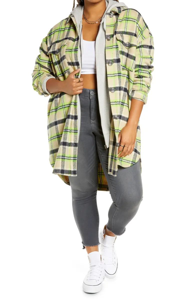 Brushed Plaid Oversize Shirt Jacket | Nordstrom