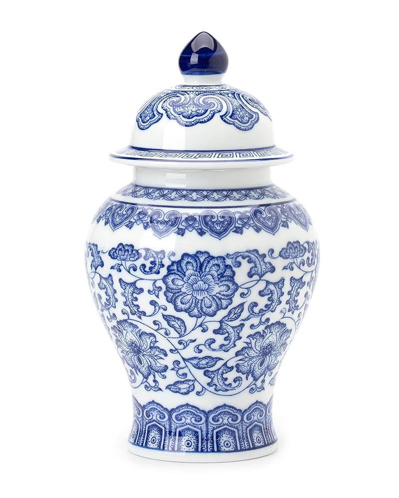 Blue and White Ginger Jars for Home Décor,Small Chinoiserie Porcelain, Good Ideal for Room, Offi... | Amazon (US)