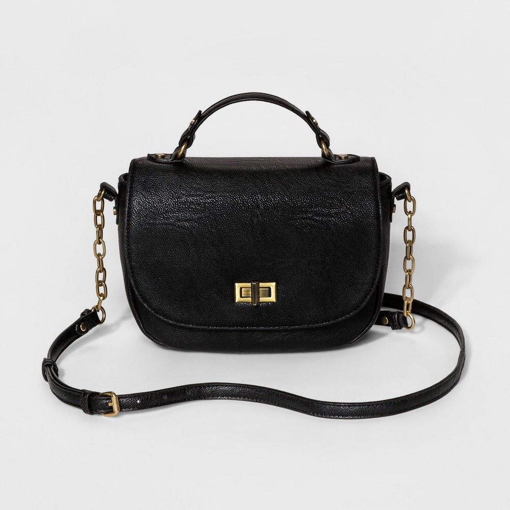 Women's Saddle Crossbody Handbag - Merona Black | Target