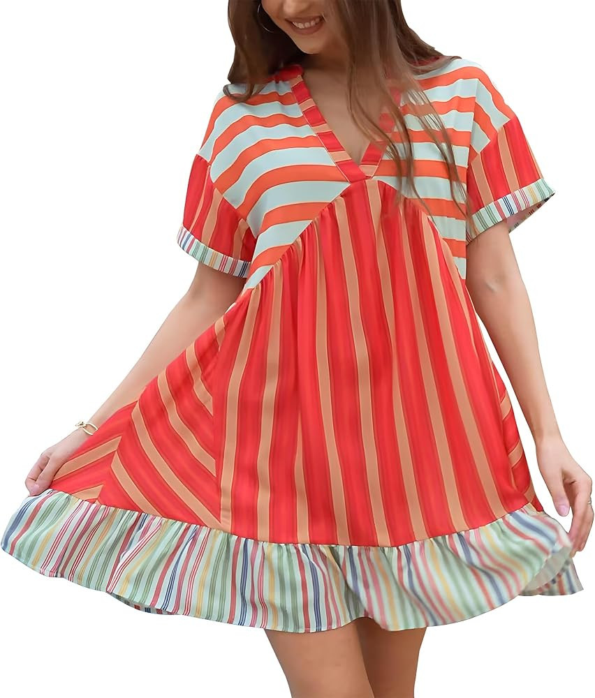 ETCYY NEW Summer Dresses for Women Oversized Short Sundresses Boho Beach Cover Up Dress | Amazon (US)