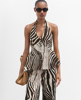 Women's Zebra-Print Linen Vest | Macy's