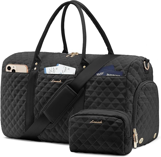 LOVEVOOK Travel Duffle Bag, Weekender Bags for Women with Shoe Compartment, Quilted Carry on Over... | Amazon (US)