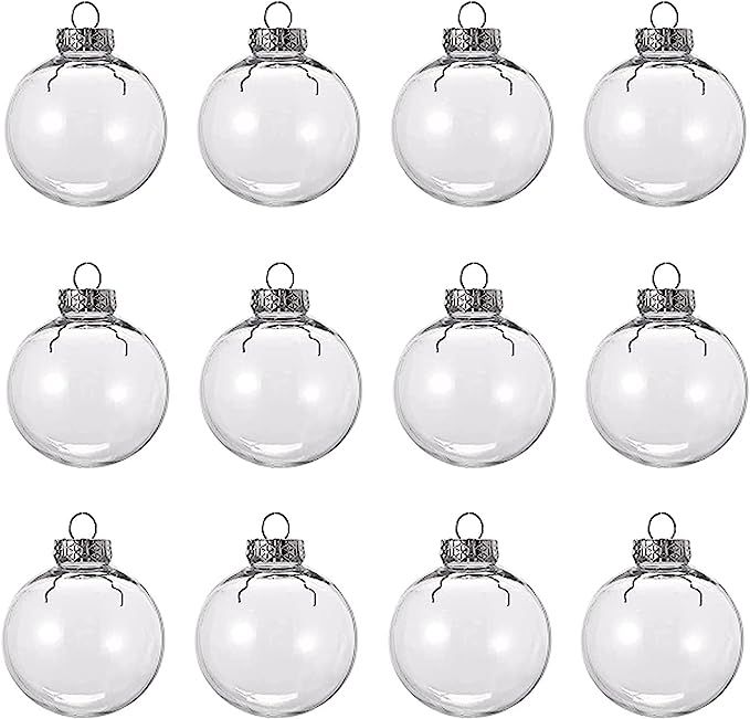 12 Pcs 3.15 Inch Clear Plastic Fillable Ornament Balls, Removable Top Clear Hanging Ornaments Bal... | Amazon (US)