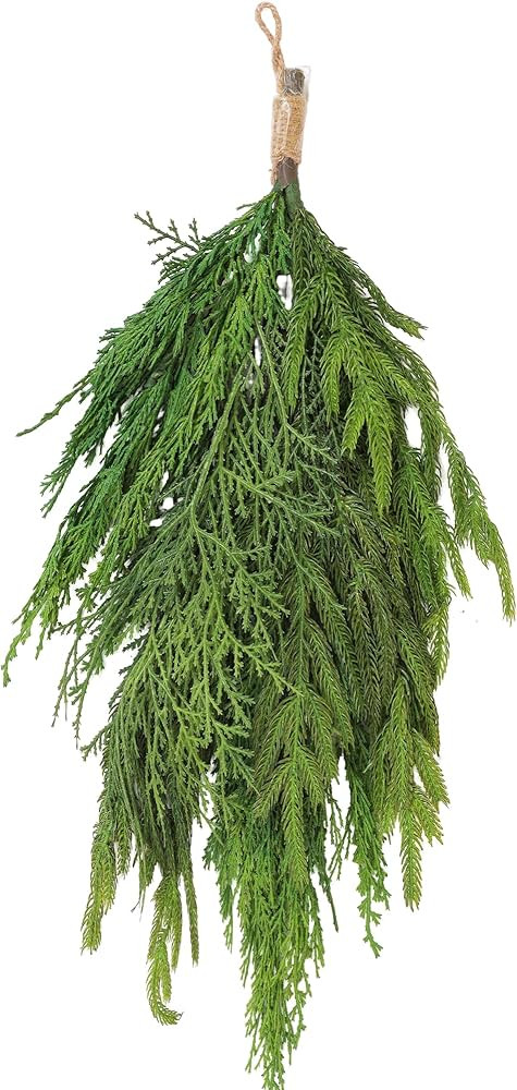 24” Real Touch Christmas Swag, Norfolk Pine Cedar Teardrop Swag for Home Front Door Wall Window... | Amazon (US)