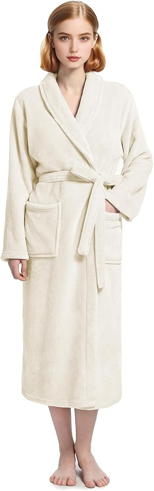 Plush Soft Robes for Women, Premium Fleece Womens Robe Cozy Warm Bathrobe | Amazon (US)