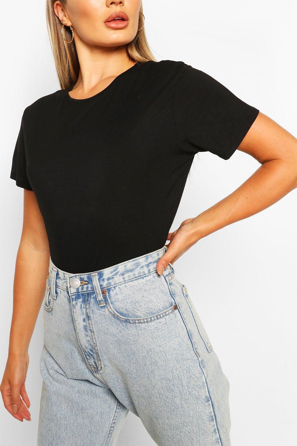 Womens Scoop Neck Short Sleeve One Piece - Black - M | Boohoo.com (US & CA)