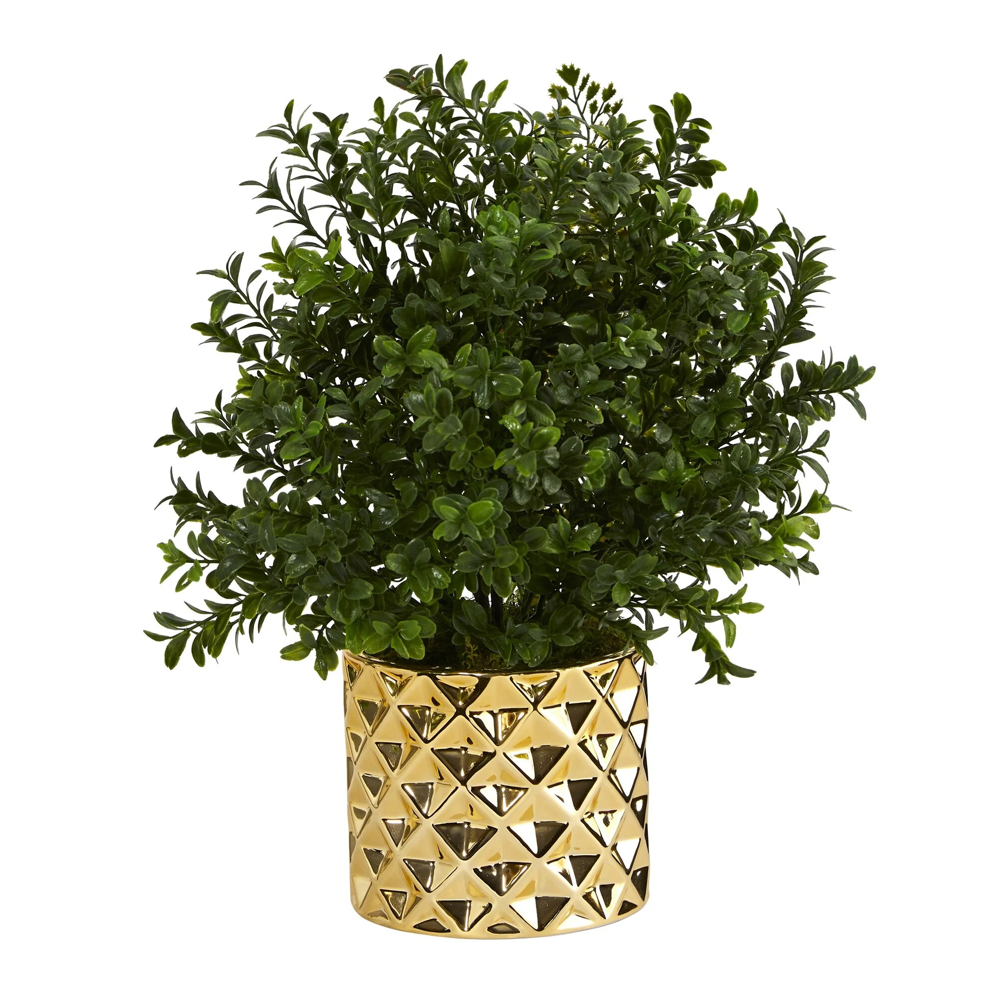 Nearly Natural 15" Sweet Grass Artificial Plant Gold Planter (Indoor/Outdoor) | Walmart (US)