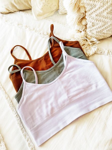 Three pack seemless ribbed sports bra camisole wireless yoga bra crop tank tops!

Comes in several other colors linked below!
Perfect for layering.

#LTKfindsunder50 #LTKstyletip
