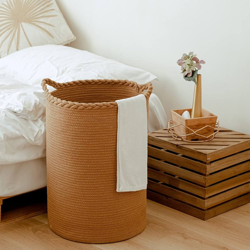 Homlikelan 72L Cotton Woven Laundry Hamper,Large Wicker Laundry Basket for Blankets,Clothes,Pillo... | Amazon (US)