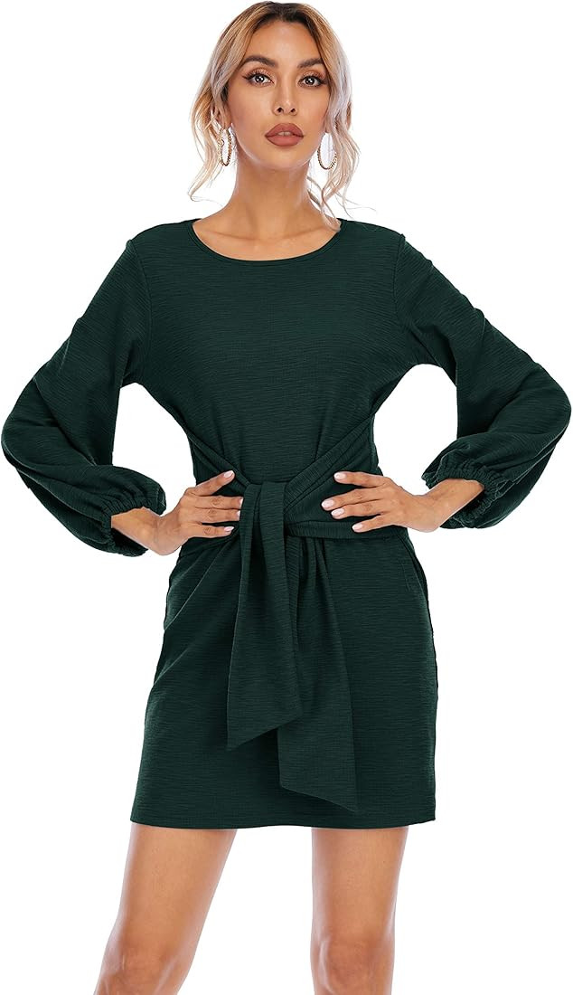 R.Vivimos Women's Autumn Winter Cotton Long Sleeves Elegant Knitted Bodycon Tie Waist Sweater Pen... | Amazon (US)