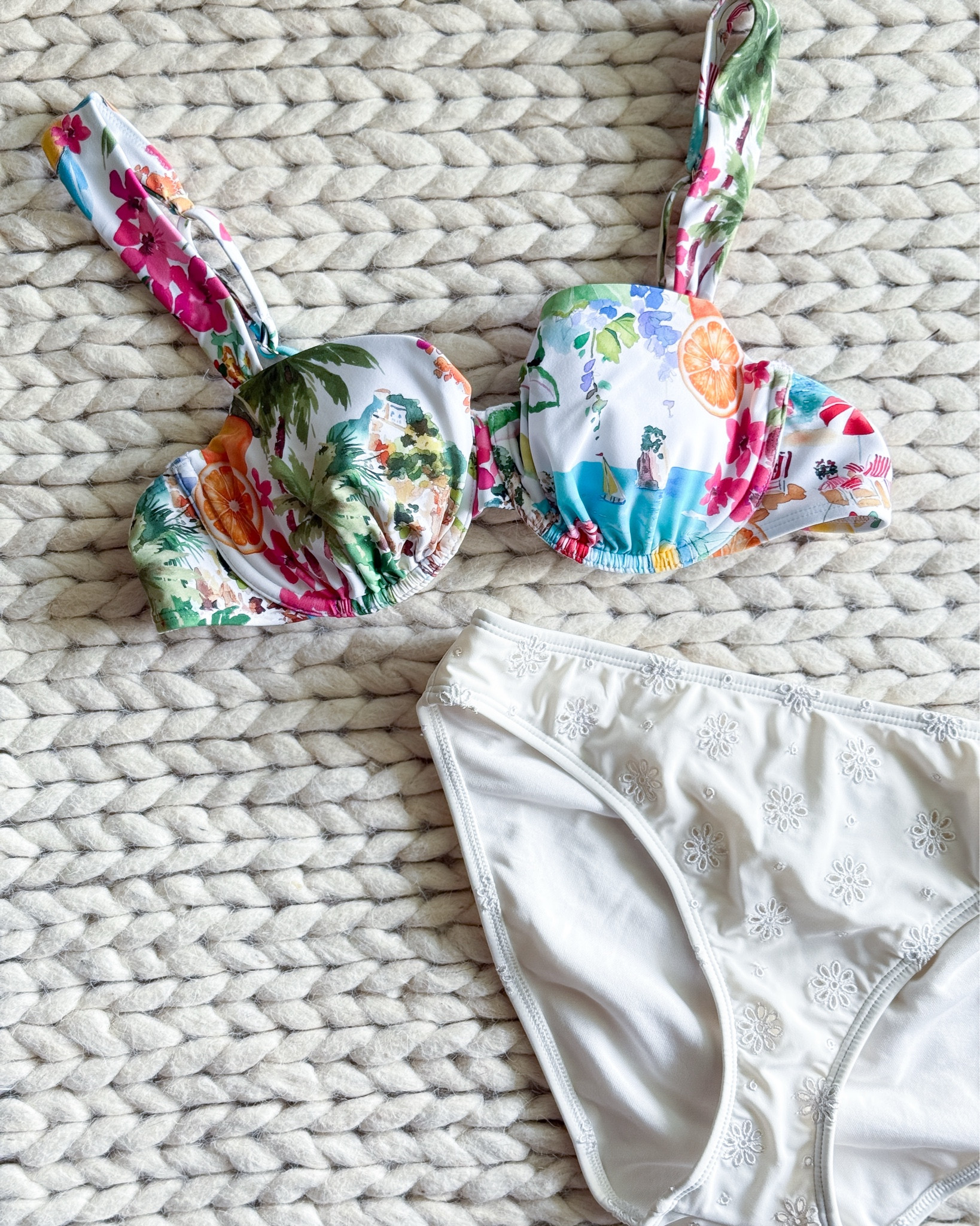 30% OFF Swimwear this week — This swimsuit combo is so fun & feminine. I mixed a vibrant, vacation-inspired printed bikini top with a delicate eyelet  embroidered white bottom. The top is bold & playful, and the bottom adds that soft, flattering contrast. Wearing a size small in both. These chocolate brown leather flip flops are the perfect neutral summer sandal. Minimal, classic, & they go with everything.

vacation bikini top – embroidered white swim bottom – floral bikini top – mix and match swimwear – swimwear size small – summer beach outfit – resort style bikini – flattering swim combo – tropical swim top – white bikini bottom – beach trip packing list – classic leather flip flops – neutral summer sandals – non matching swim set – target swimsuit finds

#LTKSaleAlert #LTKSummerEdit #LTKSwim