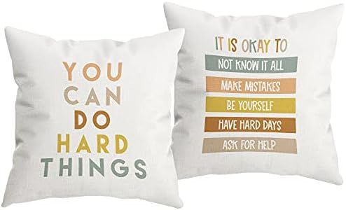 HUYAW Colorful You Can Do Hard Things Inspirational Quotes Throw Pillow Cover, Motivational Gifts... | Amazon (US)