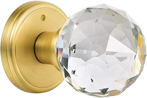 CLCTK Crystal Glass Door Knobs Interior with Lock, Privacy Bathroom Bedroom Door Knobs Gold Door ... | Amazon (US)