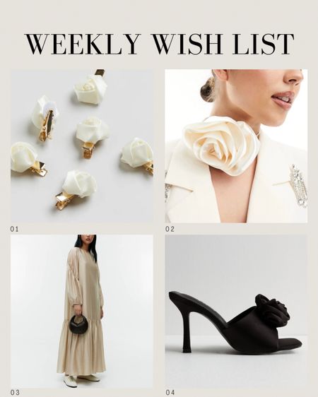 On my wish list this week… 👛
Spring outfits | Black rose shoes | 3D flower necklace | Sheer summer dress | Mini flower hair clips | Wedding guest dresses spring | Capsule wardrobe 

#LTKwedding #LTKeurope #LTKshoecrush