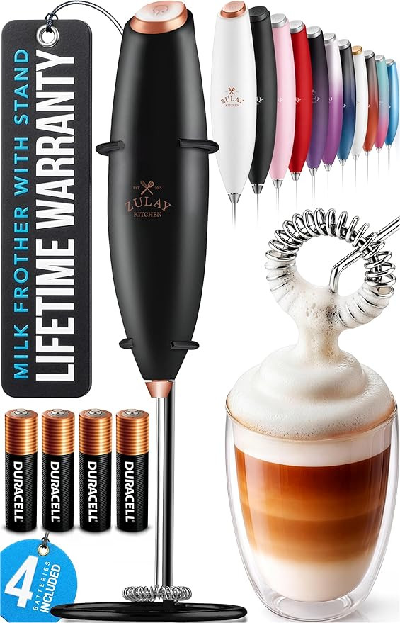 Zulay Kitchen Powerful Milk Frother Wand With Duracell Batteries - Ultra Fast Handheld Drink Mixe... | Amazon (US)