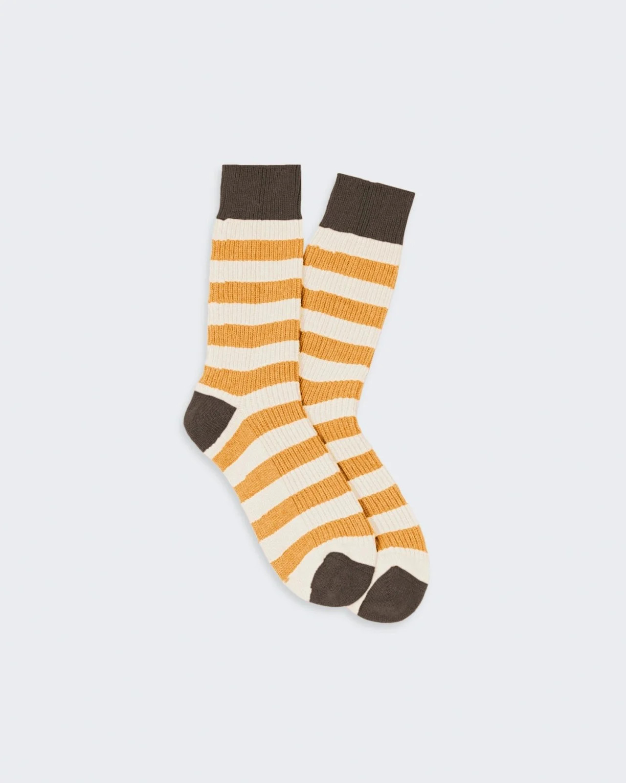 The Striped Soft Socks - Cream/Sungold/Chestnut | Guest In Residence