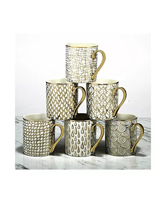 Certified International Mosaic 6-Pc. Gold Plated Mugs - Macy's | Macy's
